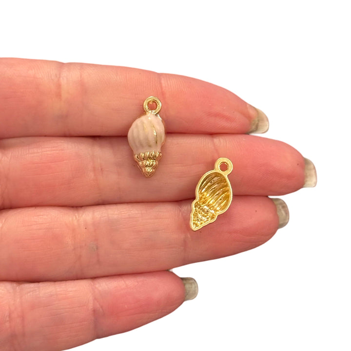 3D Conch Shell Charm – Blush Enamel &amp; 24Kt Gold-Plated Ocean Pendant