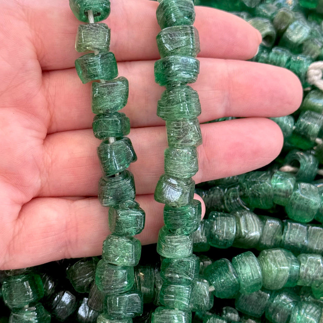 Handmade Turkish Glass Cube Spacer Beads – Artisan Lampwork Glass Beads, 8-10mm, Pack of 25