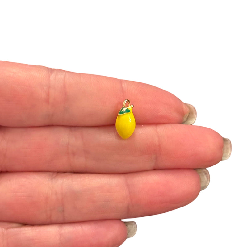 3D Lemon Charm – Yellow Enamel & 24Kt Gold-Plated Fruit Pendant