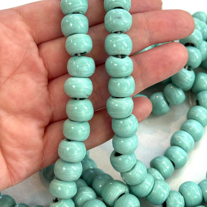 Traditional Turkish Artisan Handmade Round Large Hole Glass Beads, 10 Beads in a pack
