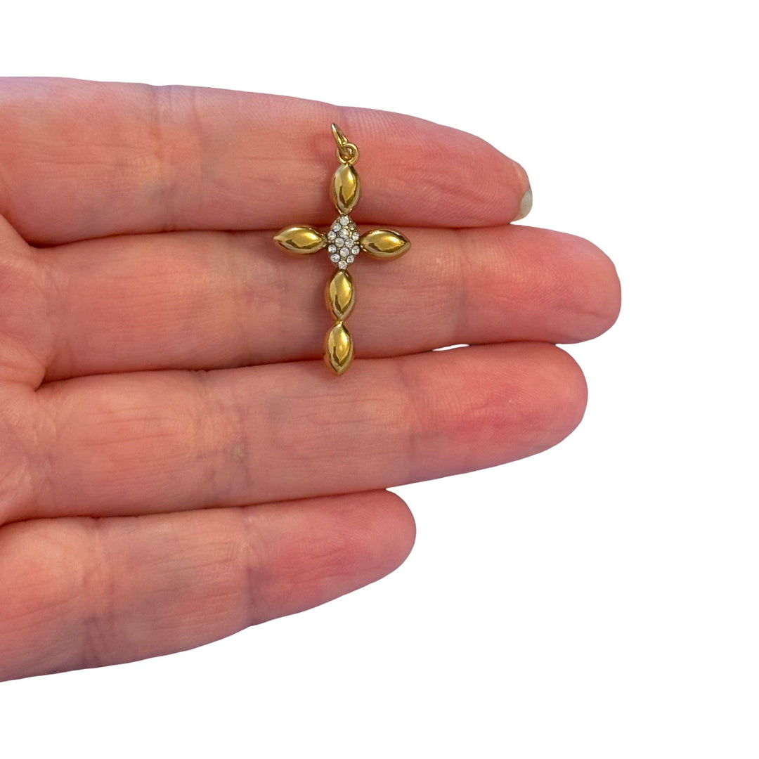 24Kt PVD Gold Plated CZ Cross Pendant
