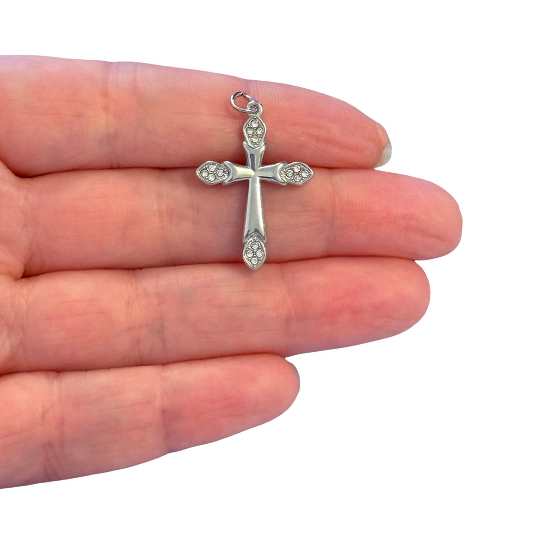 Waterproof 316L Stainless Steel CZ Cross Pendant