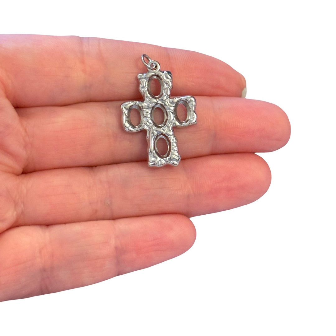 Waterproof 316L Stainless Steel Textured Cross Pendant