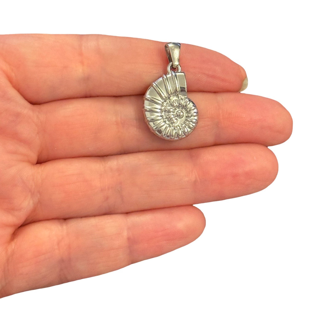 Waterproof 316L Stainless Steel Ammonite Fossil Shell Pendant