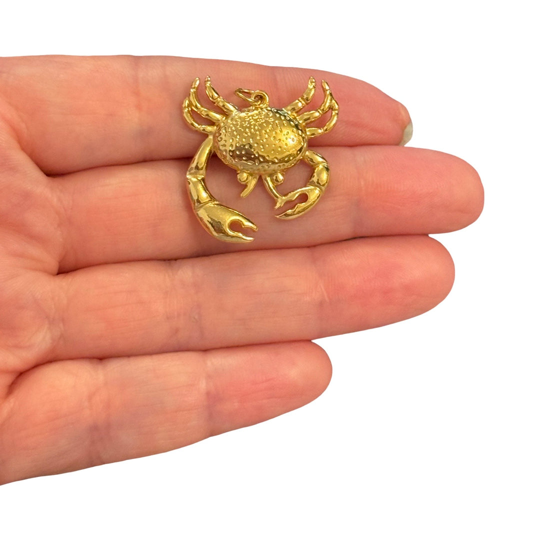 Waterproof 24Kt PVD Gold Plated 316L Stainless Steel Crab Pendant