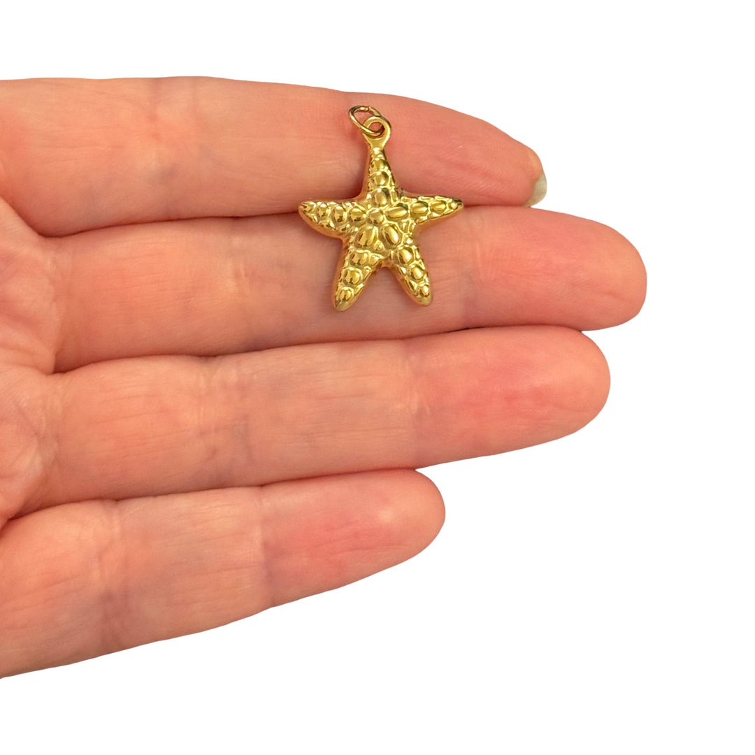 Waterproof 24Kt PVD Gold Plated 316L Stainless Steel Starfish Pendant