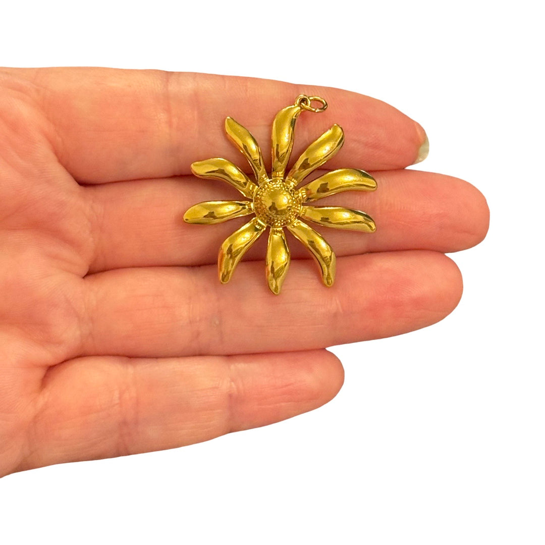 Waterproof PVD Gold Plated 316L Stainless Steel Flower Pendant