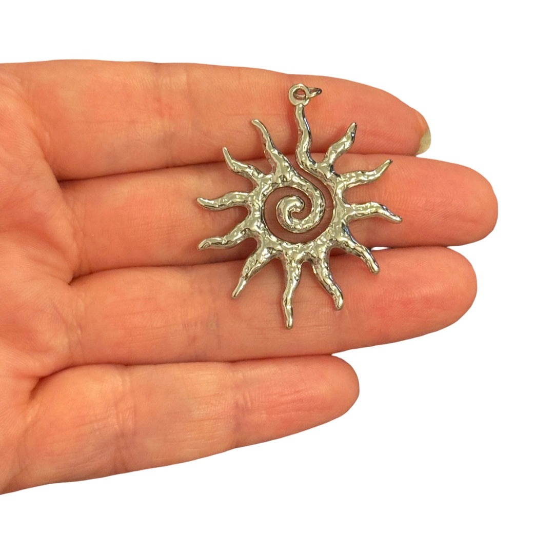 Waterproof 316L Stainless Steel Spiral Sun Pendant