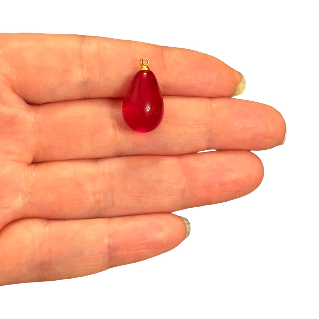 Hand Made Murano Glass Drop Charm With 24Kt Gold Plated Pin