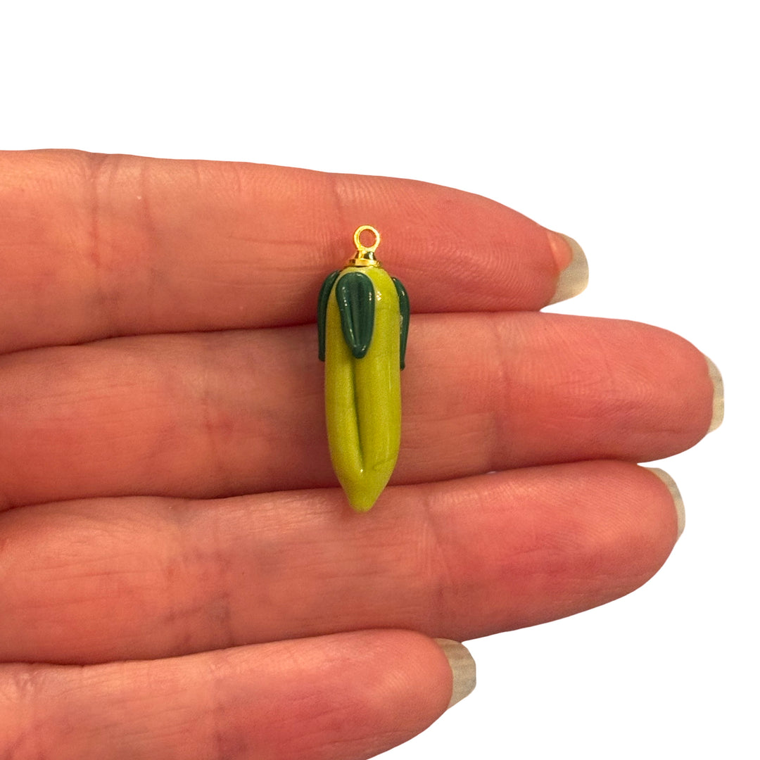 Hand Made Murano Glass Pepper Charm With 24Kt Gold Plated Pin