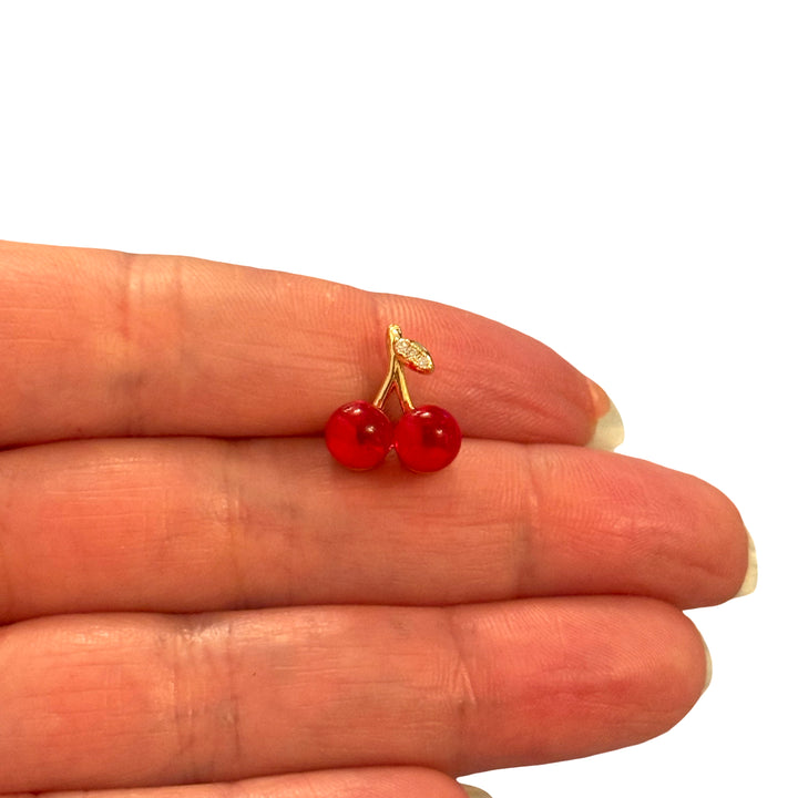 24Kt Gold Plated Glass Cherry Charm / Pendant