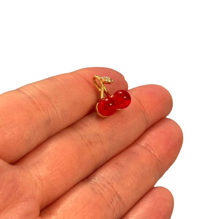 24Kt Gold Plated Glass Cherry Charm / Pendant
