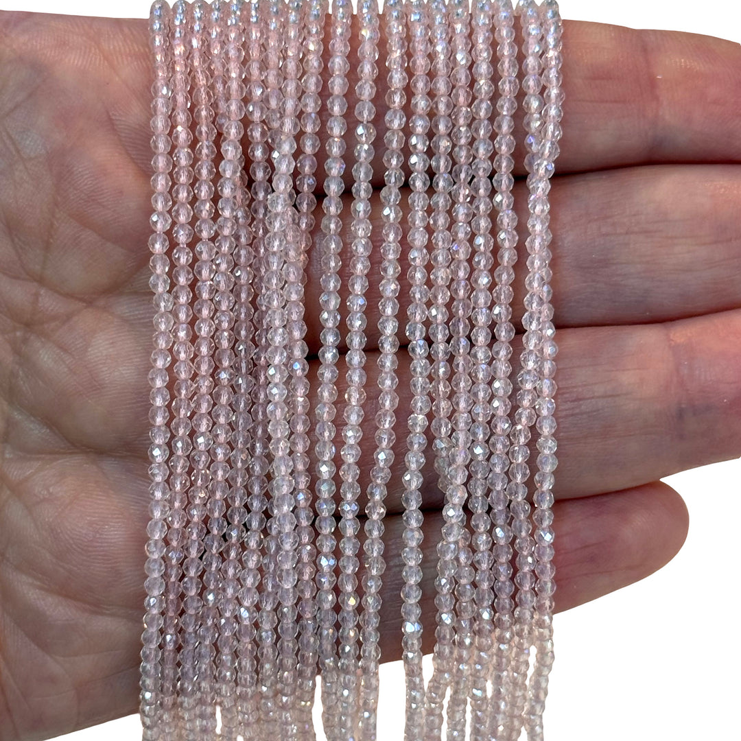 2mm Blush Pink Faceted Round Crystal Beads, PBC2R28