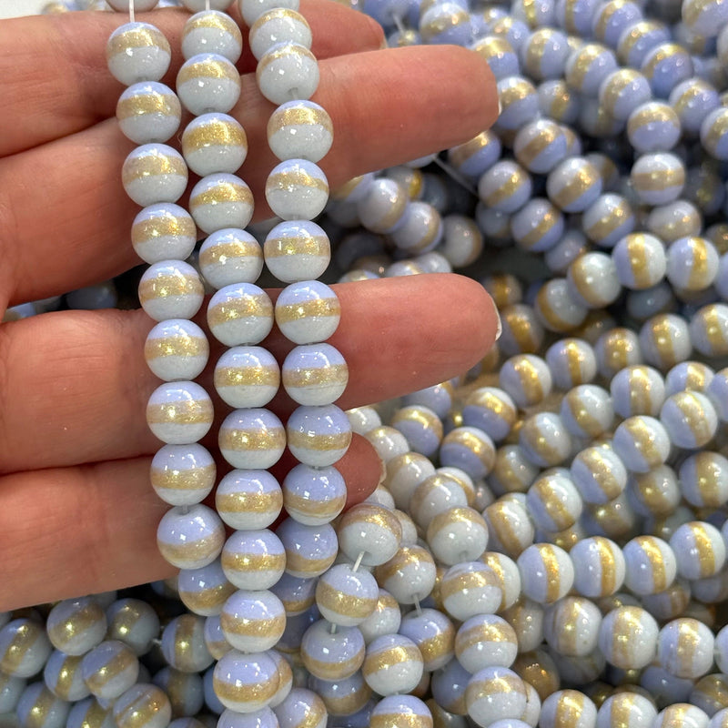 8mm Marbled glass beads, smooth round glass beads full strand 50 beads