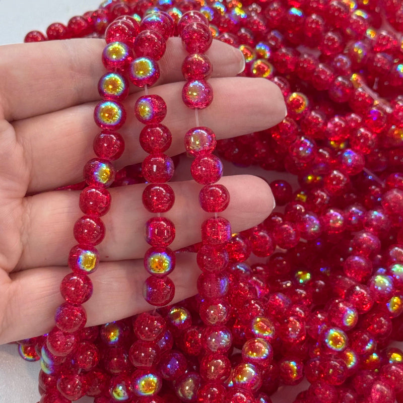 8mm Marbled glass beads, smooth round glass beads full strand 50 beads