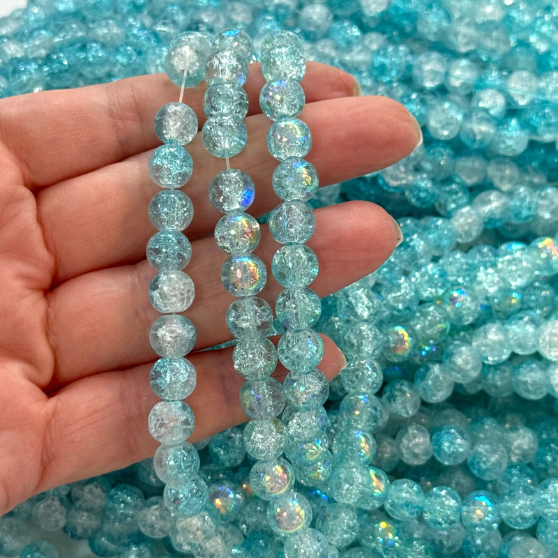 8mm Marbled glass beads, smooth round glass beads full strand 50 beads
