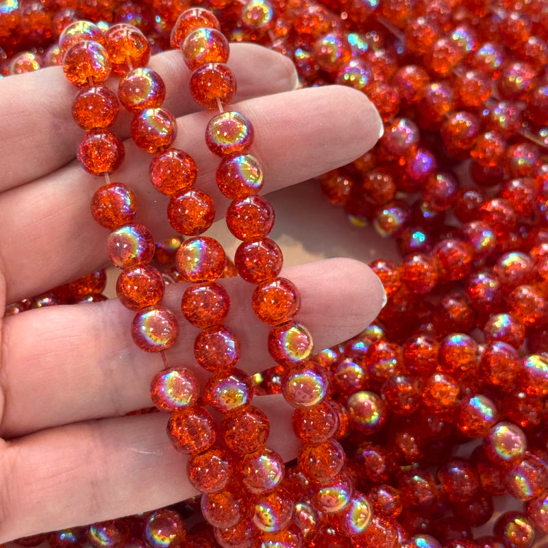 8mm Marbled glass beads, smooth round glass beads full strand 50 beads