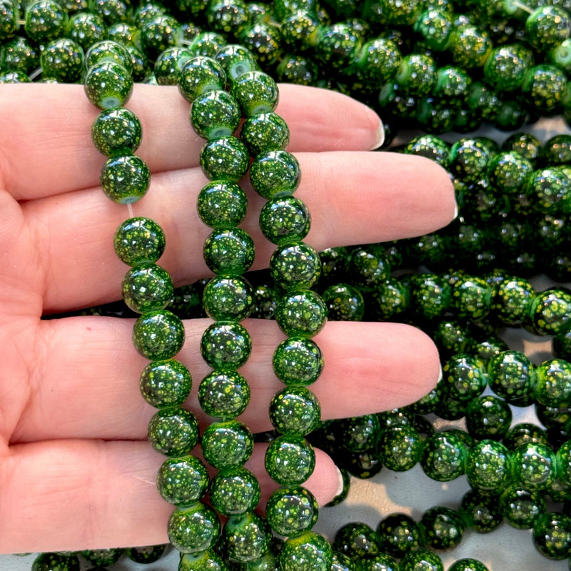 8mm Marbled glass beads, smooth round glass beads full strand 50 beads