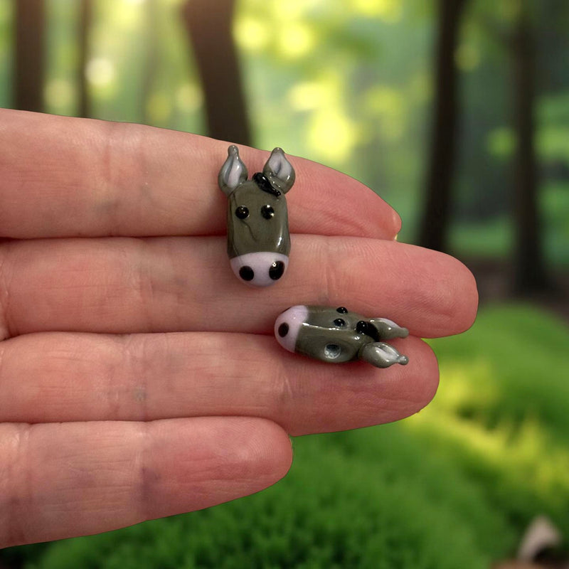 Murano Glass Donkey Charm – Handmade Mini Animal Pendant