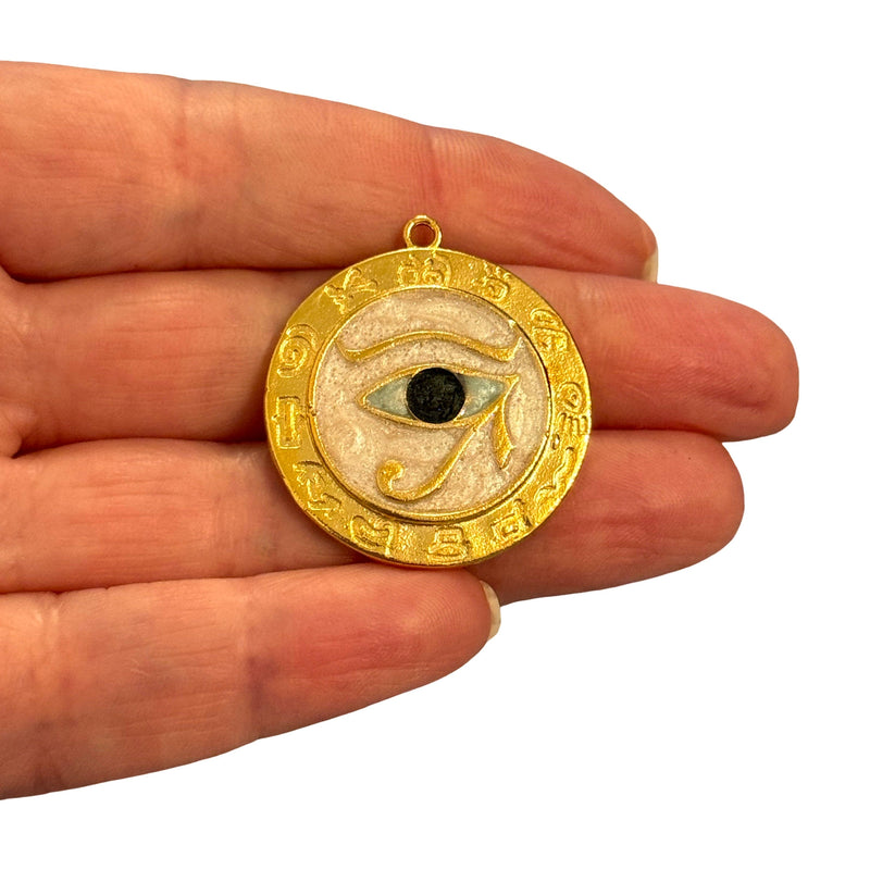 24Kt Gold Plated Eye of Horus Pendant – Protection Amulet, 32x30mm