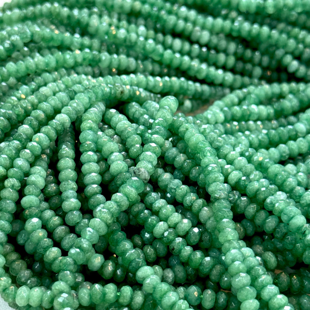 Spring Green Jade 4mm Faceted Rondelle, Green Jade Beads, Gemstone Beads, Natural Gemstone