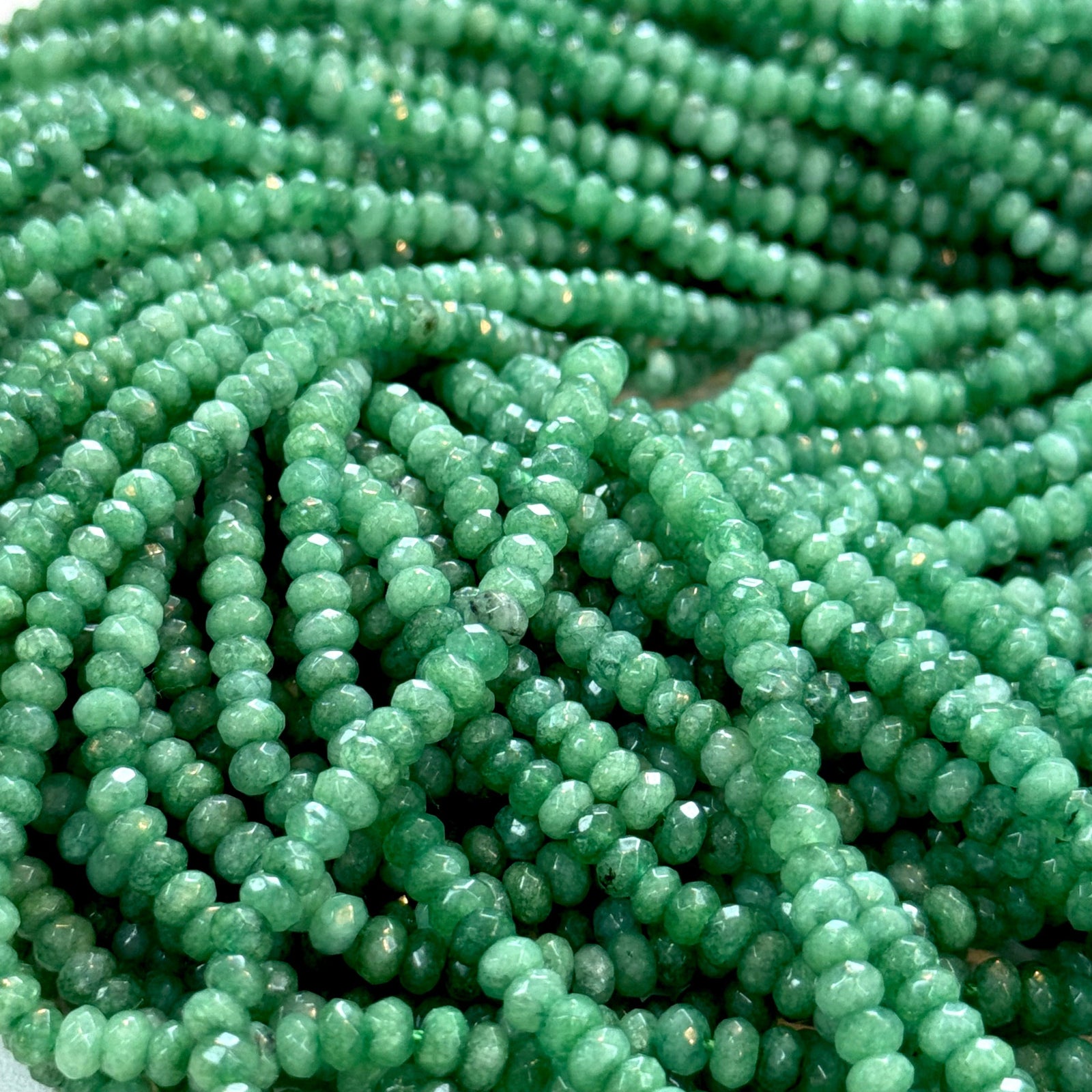 Spring Green Jade 4mm Faceted Rondelle, Green Jade Beads, Gemstone Beads, Natural Gemstone