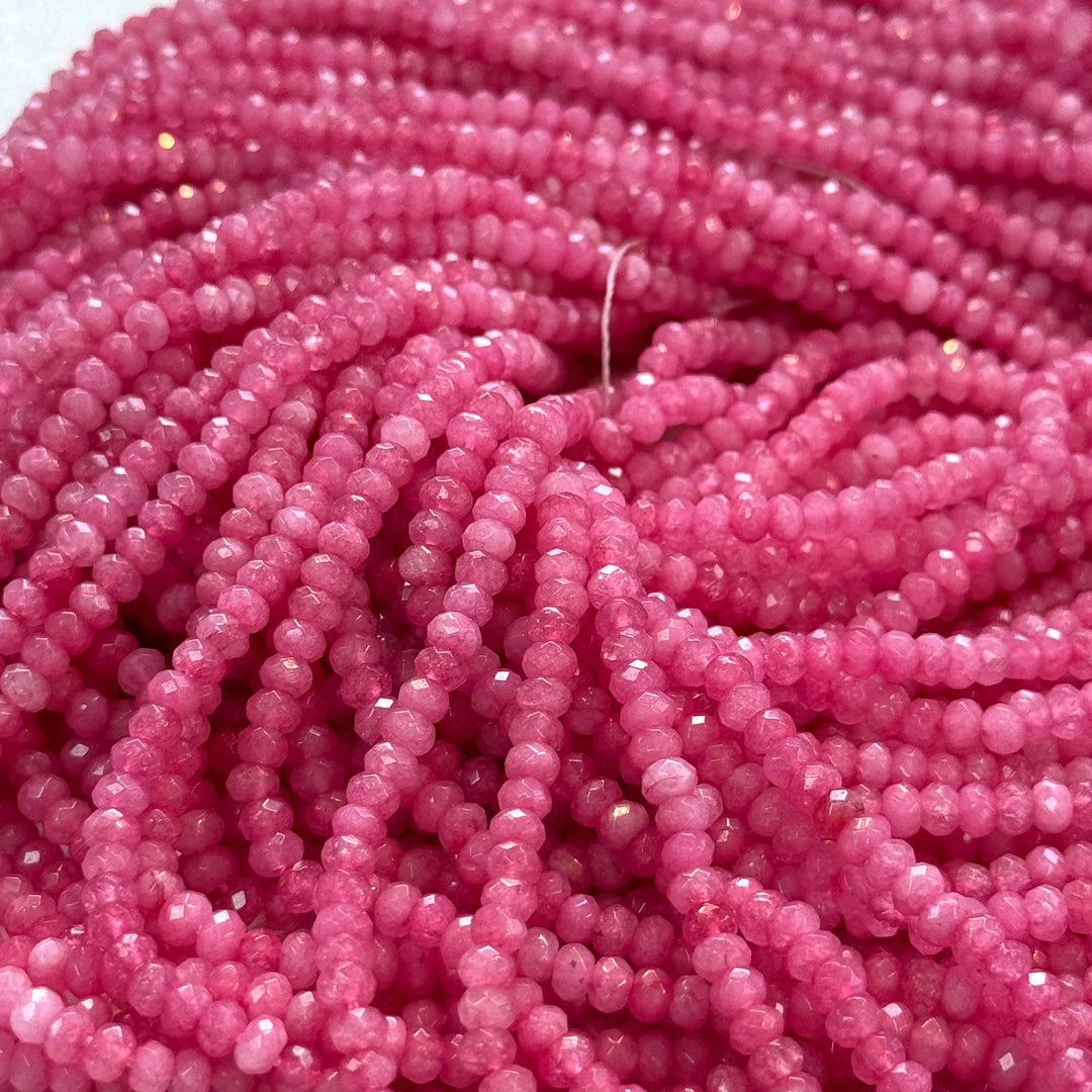 Bubblegum Pink Jade 4mm Faceted Rondelle, Pink Jade Beads, Gemstone Beads, Natural Gemstone