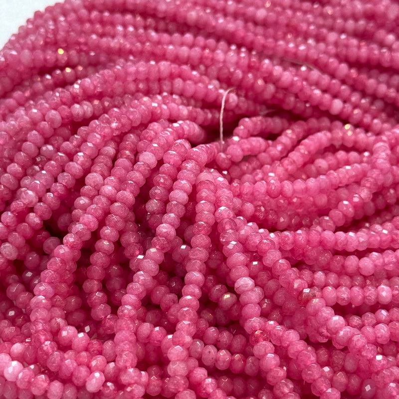 Bubblegum Pink Jade 4mm Faceted Rondelle, Pink Jade Beads, Gemstone Beads, Natural Gemstone