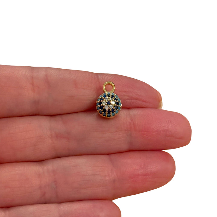 Mini Evil Eye Pavé Charm – 3D Round Evil Eye CZ Pendant