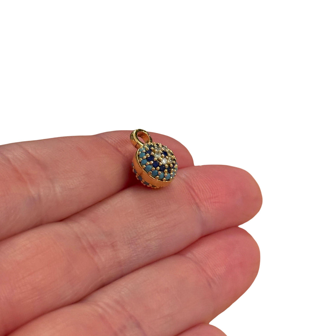 Mini Evil Eye Pavé Charm – 3D Round Evil Eye CZ Pendant