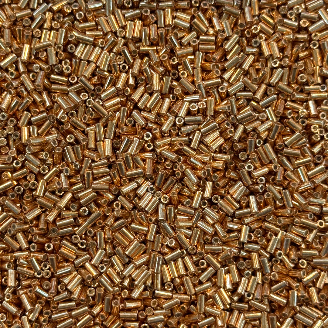 Miyuki Bugles size 3mm 1053 Galvanized Yellow Gold 10 grams.