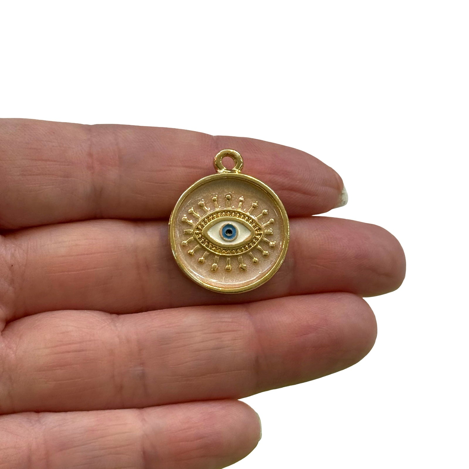 24Kt Gold Plated Ivory Enamelled Evil Eye Pendant