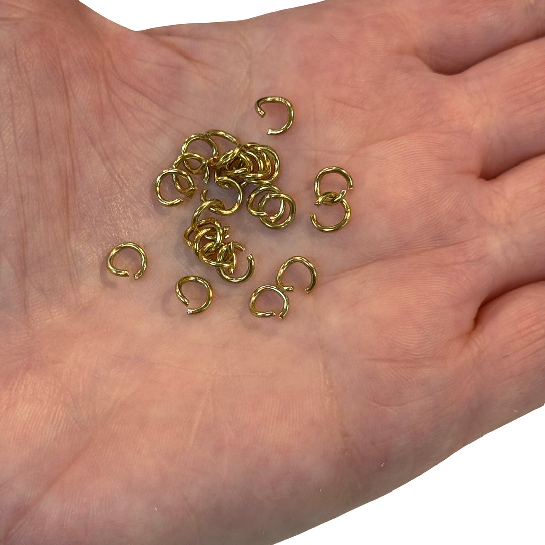 Stainless Steel 24Kt Gold Plated 6x1mm Open Jump Rings, 10 pcs in a pack Peppy Beads