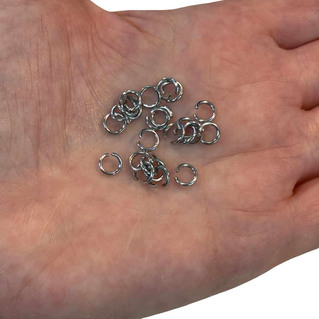 Stainless Steel 6x1mm Open Jump Rings, 10 pcs in a pack Peppy Beads