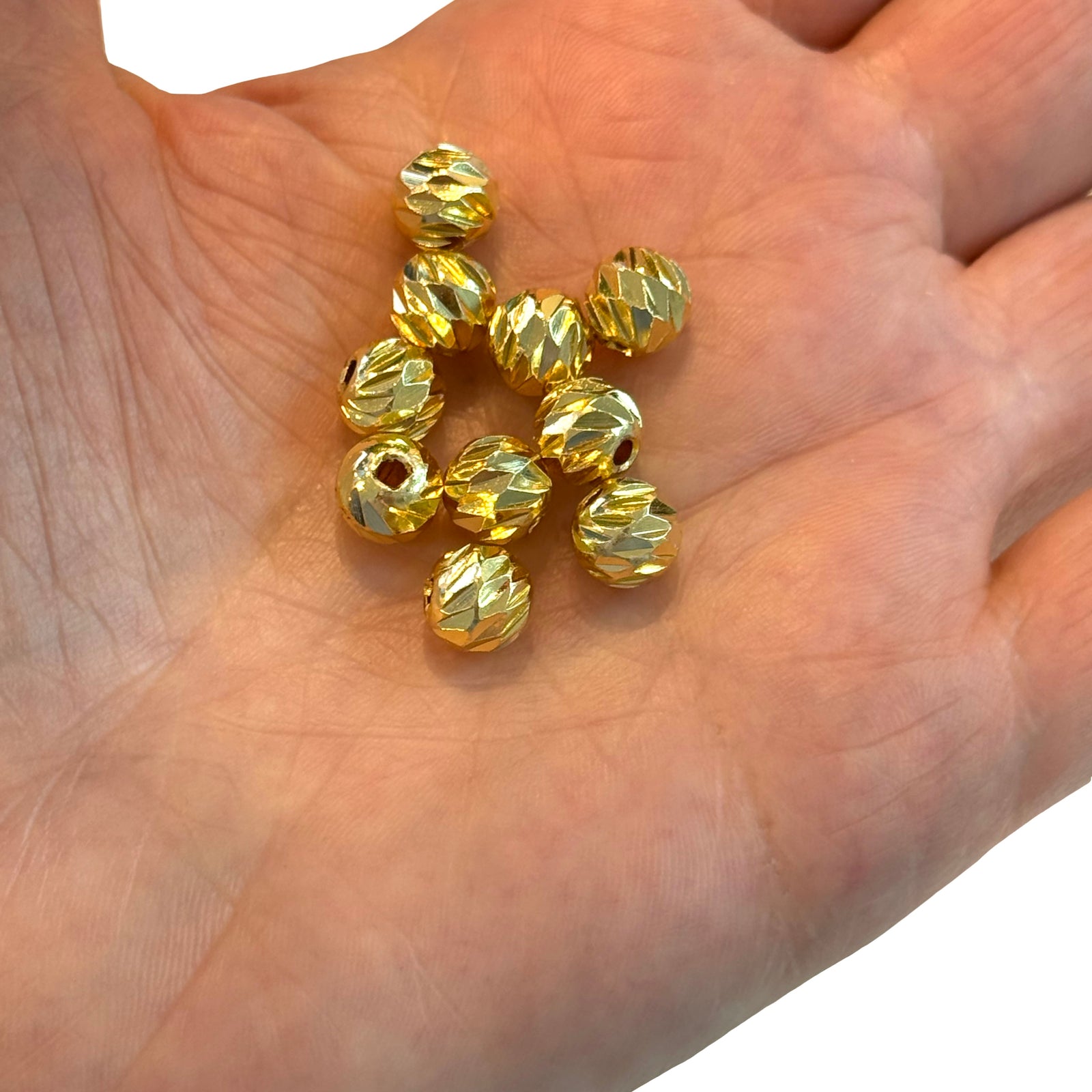 24Kt Gold Plated Laser Cut 8mm Spacer Beads, 24Kt Gold Plated 8mm Dorica Spacer Beads, 10 beads in a pack Peppy Beads