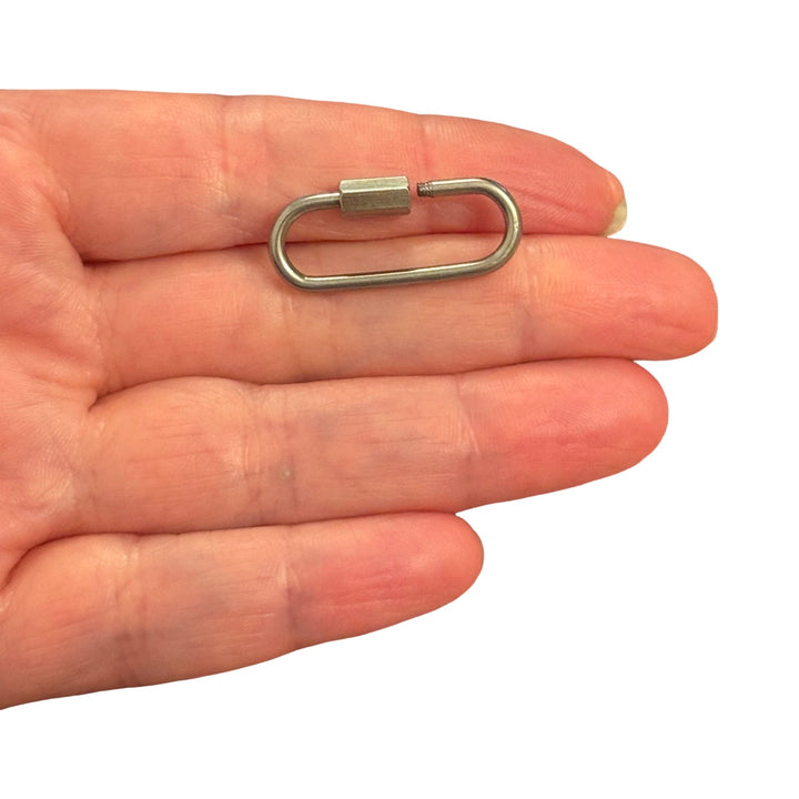 316L Stainless Steel Screw Lock Carabiner Clasp Connector – Waterproof Hypoallergenic Oval Necklace &amp; Bracelet Clasp, 28.5x12.5mm