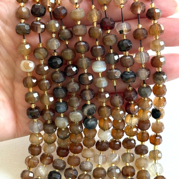 Genuine Smoky Agate Faceted Rondelle Beads – 8x6mm, Sold by Strand