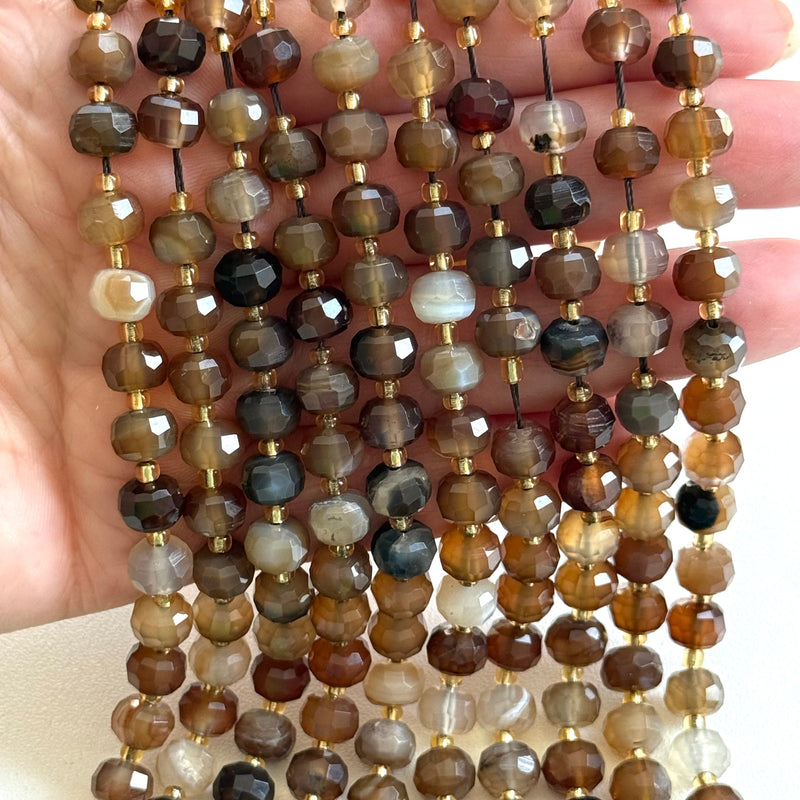 Genuine Smoky Agate Faceted Rondelle Beads – 8x6mm, Sold by Strand