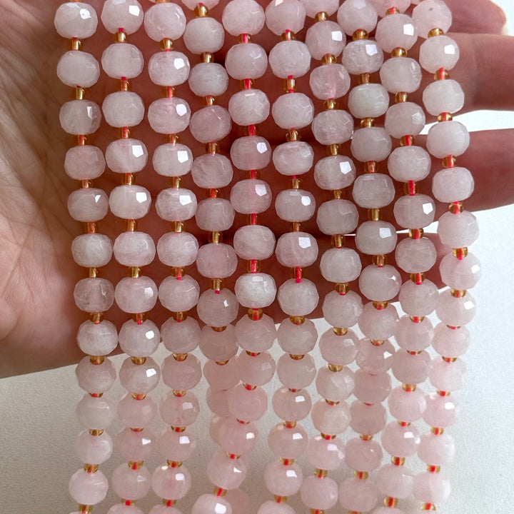 Genuine Rose Quartz Faceted Rondelle Beads – 8x6mm, Sold by Strand