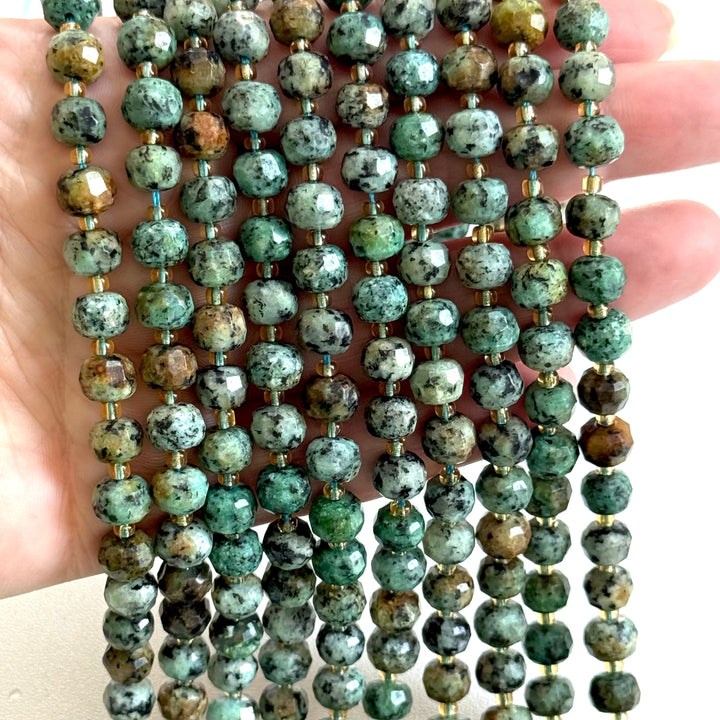 Genuine Green Aventurine Faceted Rondelle Beads – 8x6mm, Sold by Strand