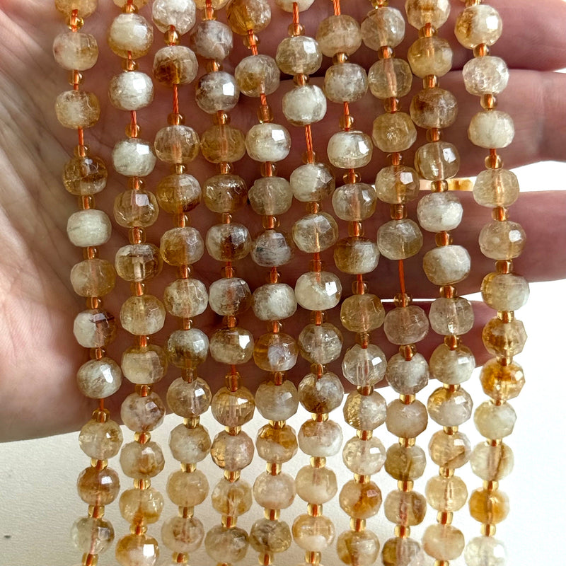 Genuine Citrine Faceted Rondelle Beads – 8x6mm, Sold by Strand