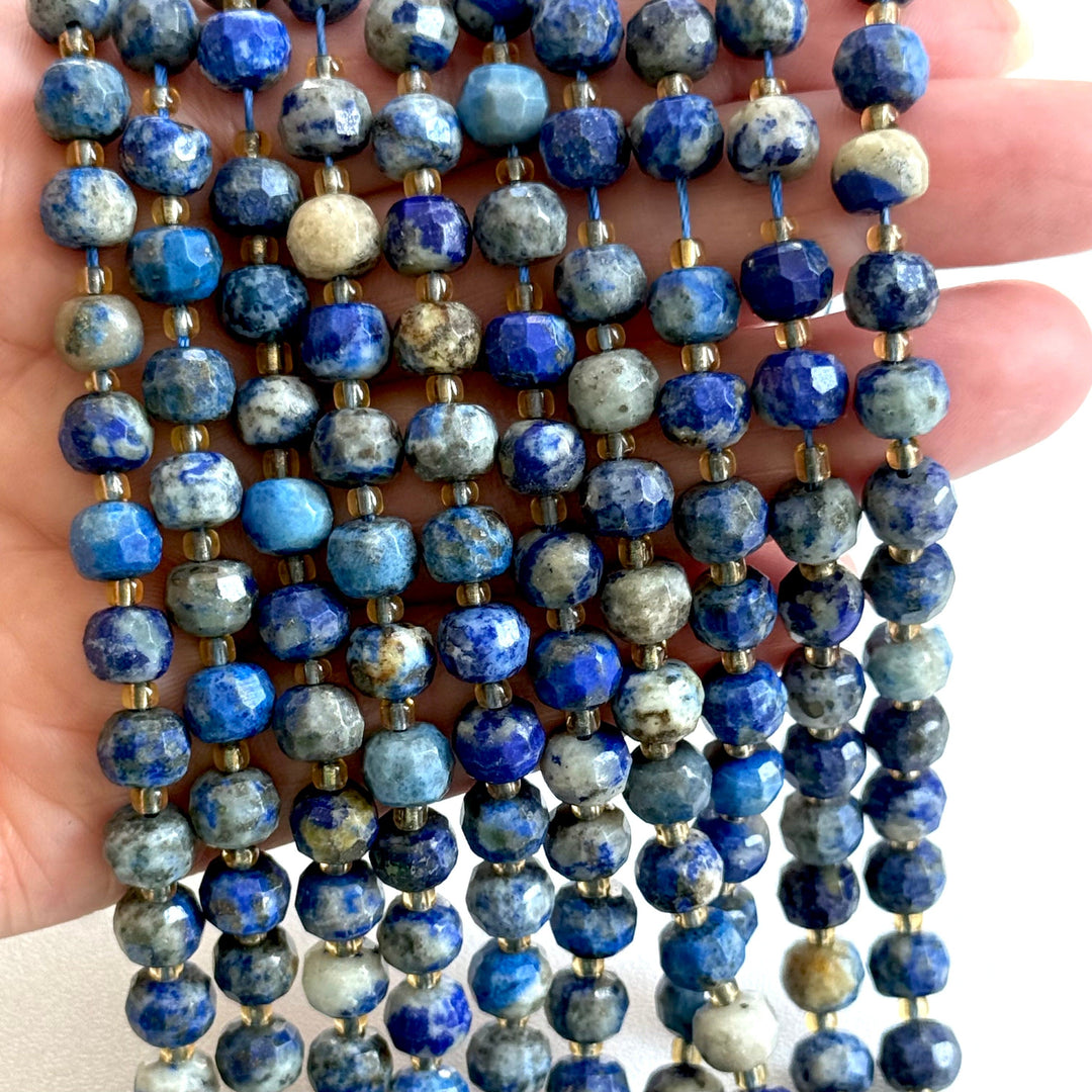Genuine Lapis Lazuli Faceted Rondelle Beads – 8x6mm, Sold by Strand