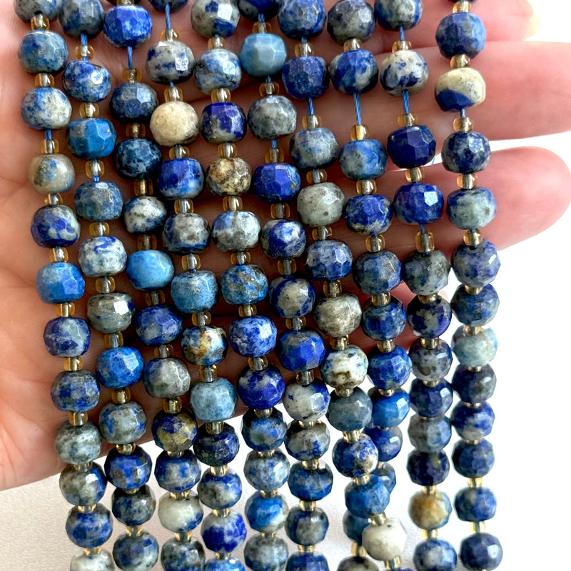 Genuine Lapis Lazuli Faceted Rondelle Beads – 8x6mm, Sold by Strand