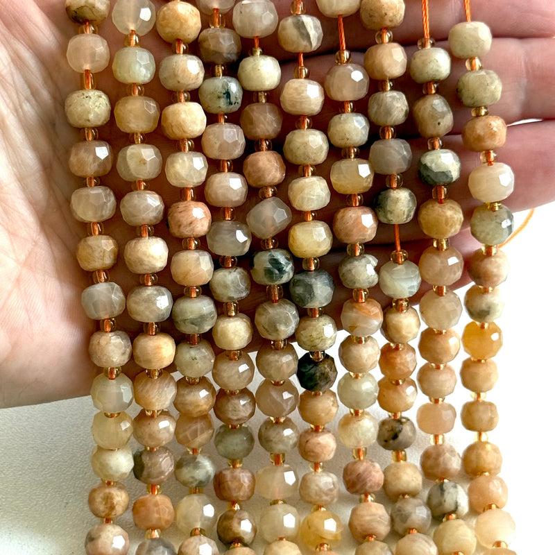 Genuine Sunstone Faceted Rondelle Beads – 8x6mm, Sold by Strand