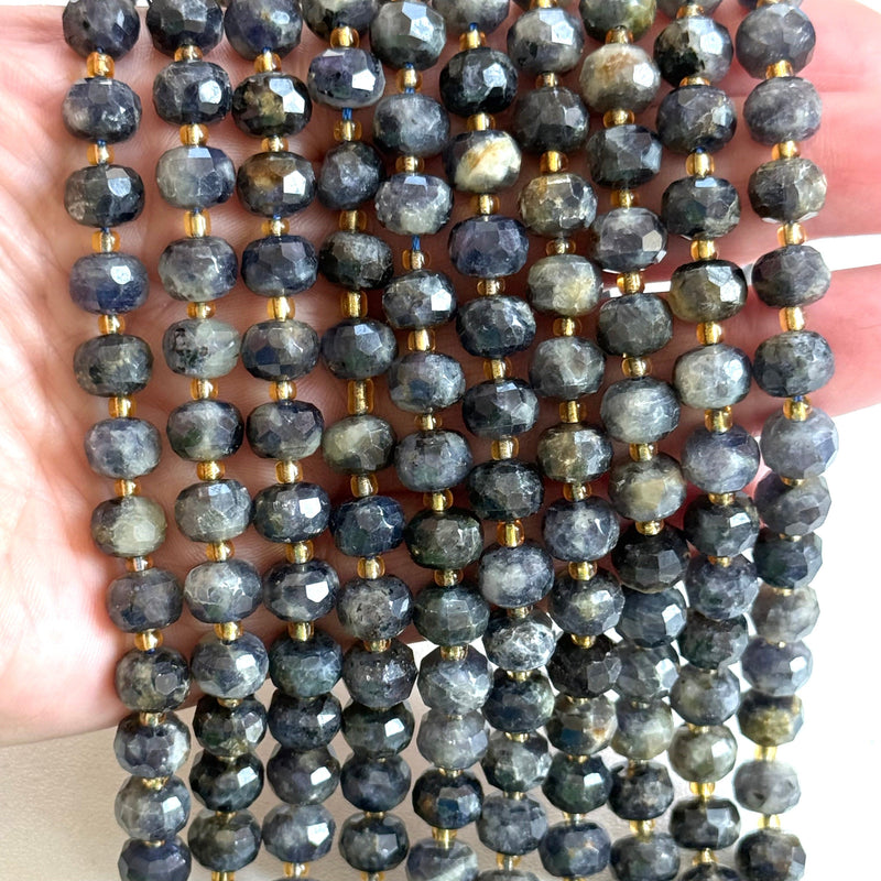 Genuine Iolite Faceted Rondelle Beads – 8x6mm, Sold by Strand