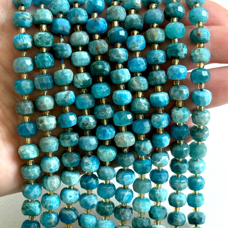 Genuine Apatite Faceted Rondelle Beads – 8x6mm, Sold by Strand