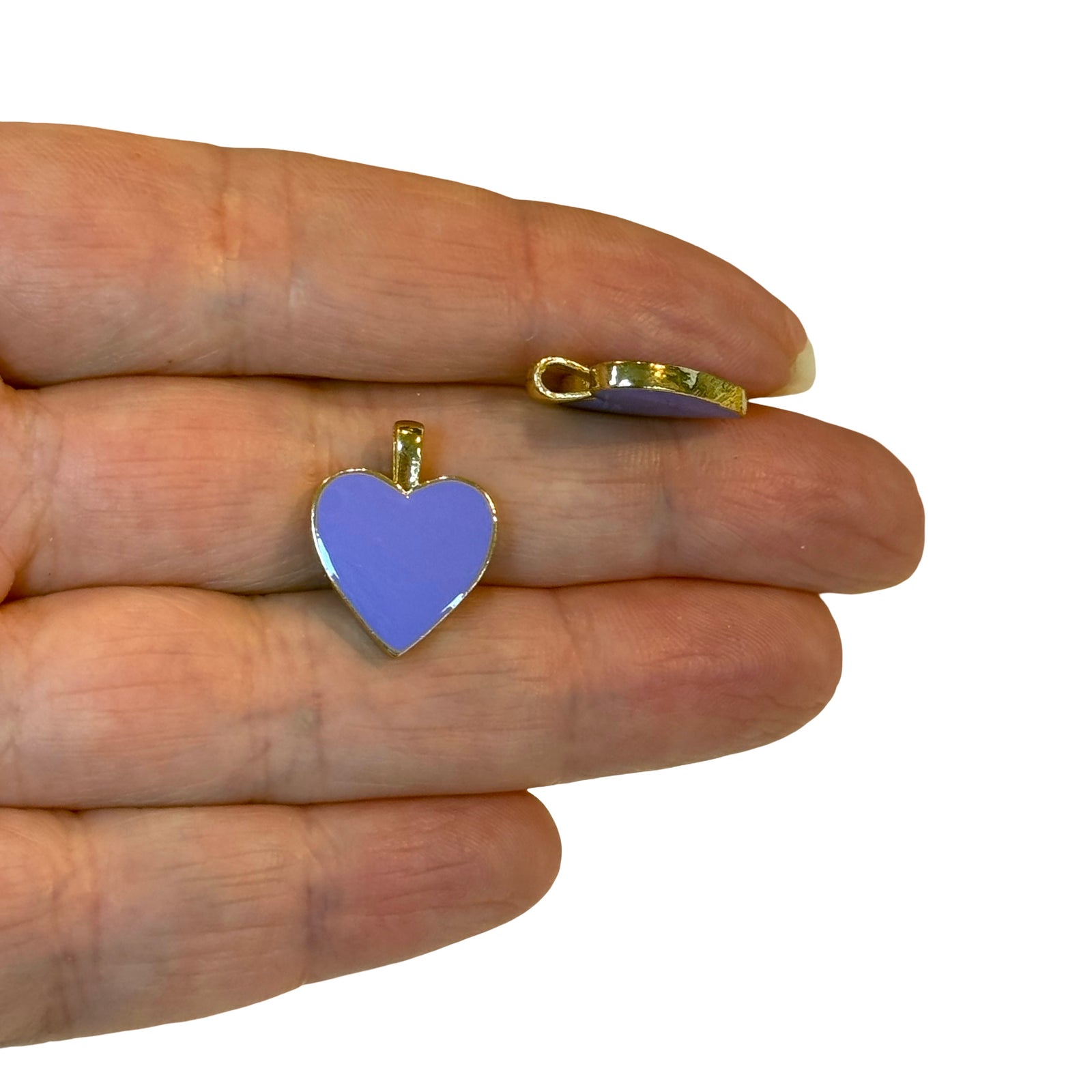   Lilac Enamelled Brass Heart 