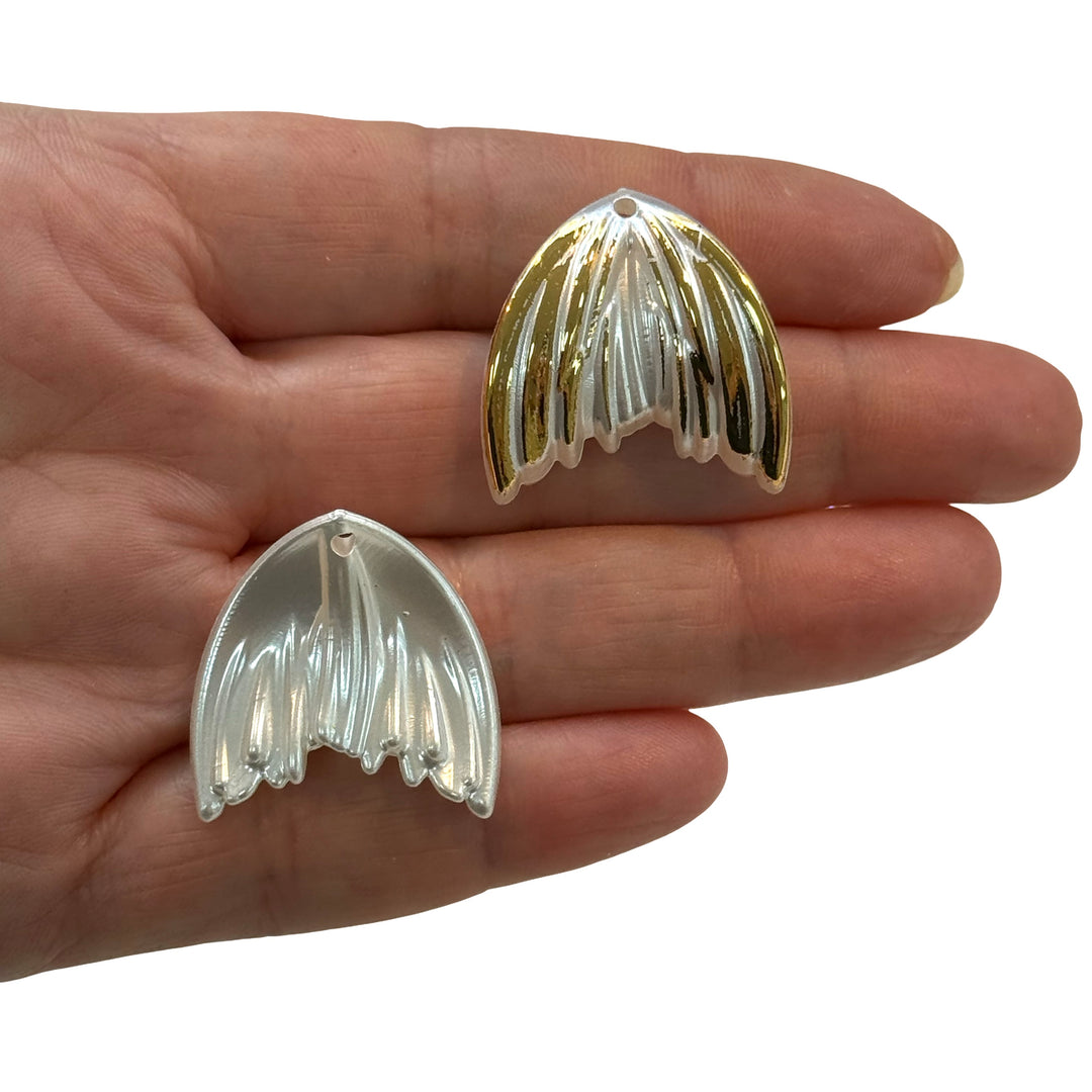 Pearl White &amp; Gold Fish Tail Charms