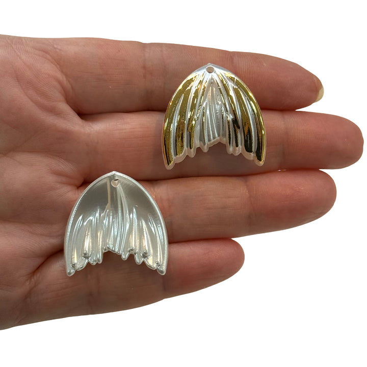 Pearl White &amp; Gold Fish Tail Charms