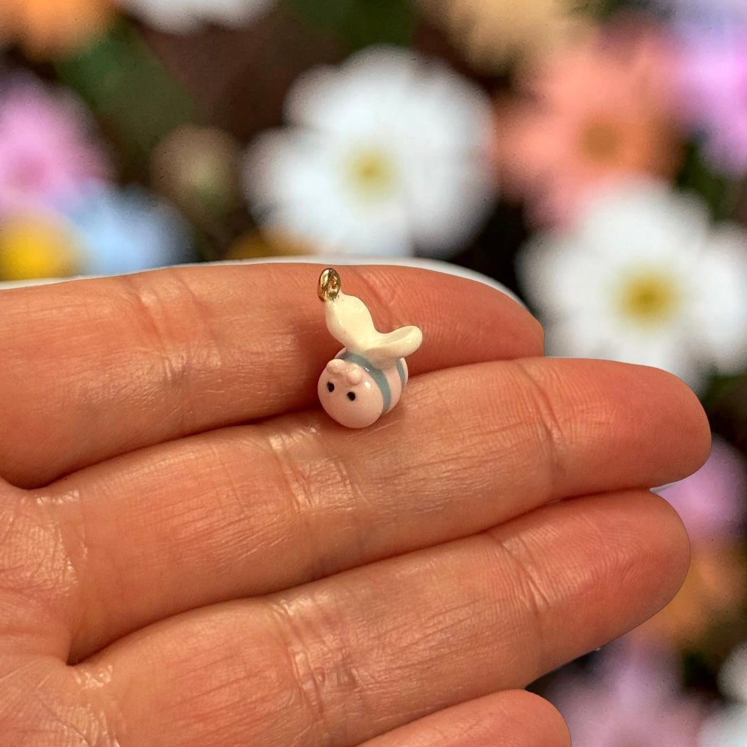 Cute Bee Enamel Charm, Cartoon Bee Pendant,